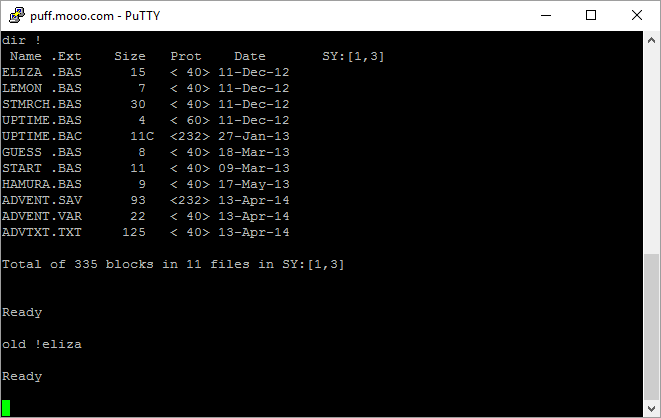 Initial PuTTY Screen